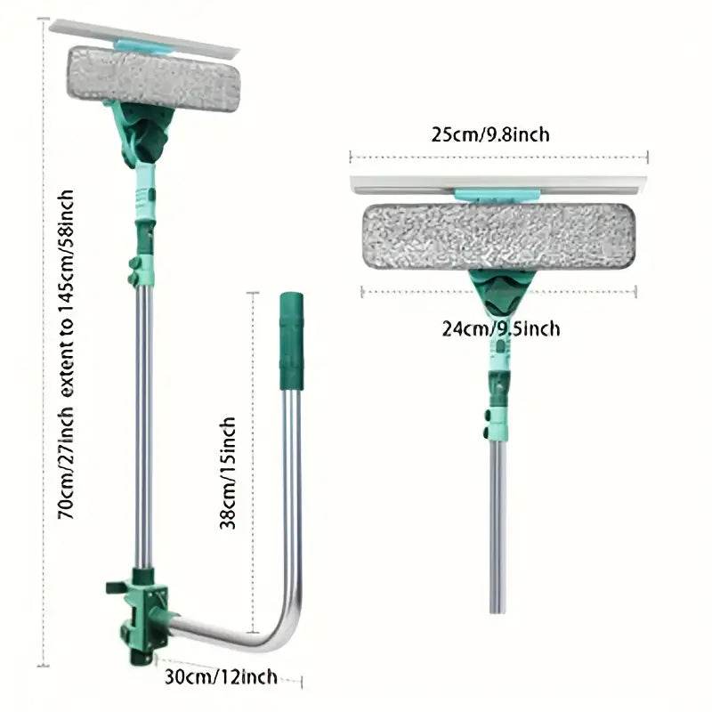Teleskopinis langų valytuvas su lenkta rankena