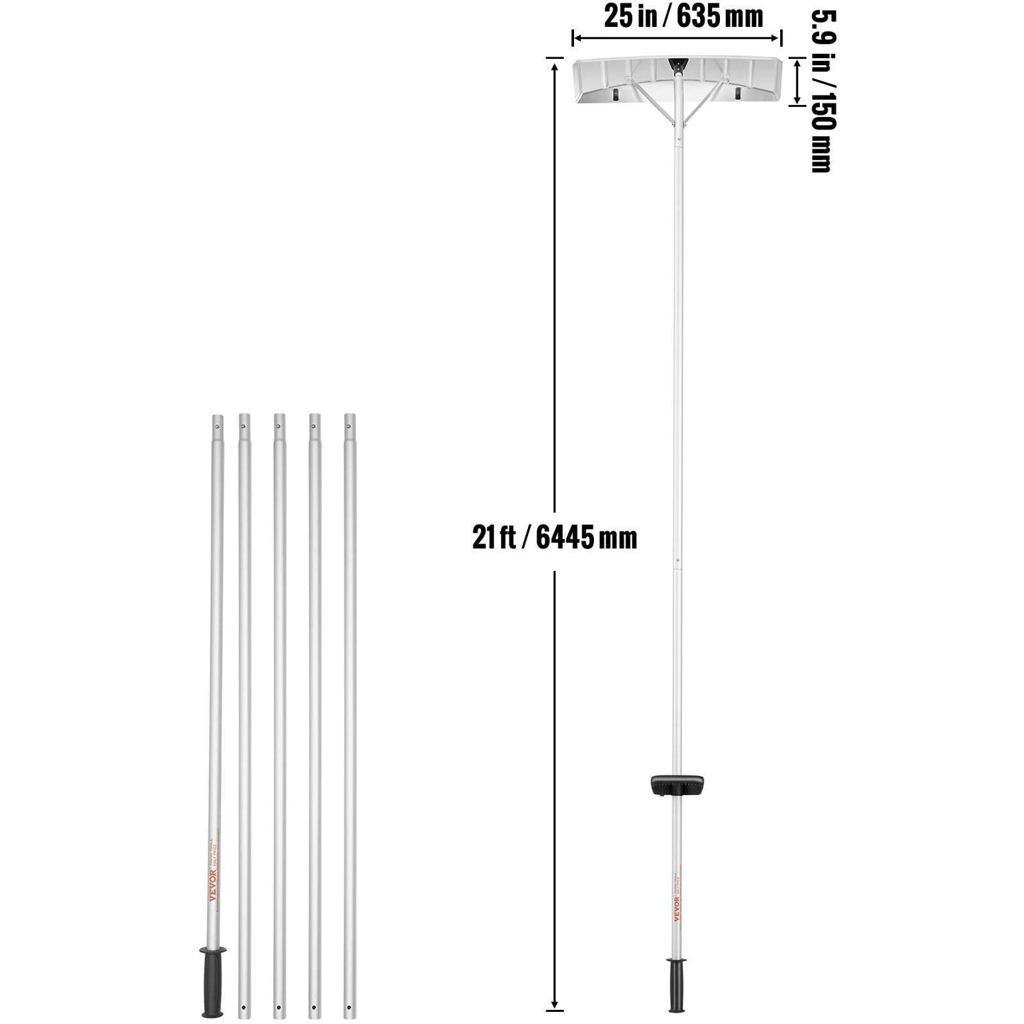 Teleskopinis sniego valytuvas stogui