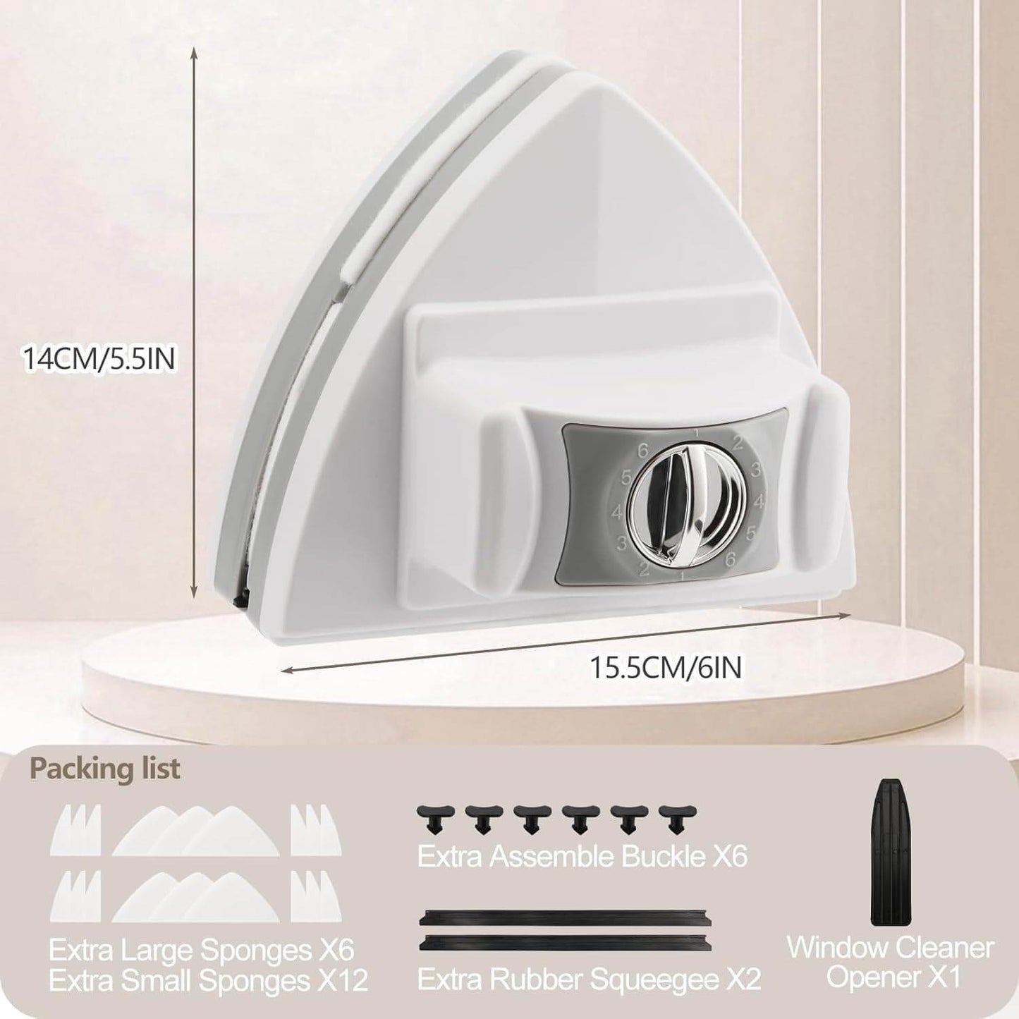 dvipusis magnetinis langų valytuvas su reguliuojamu stiprumu