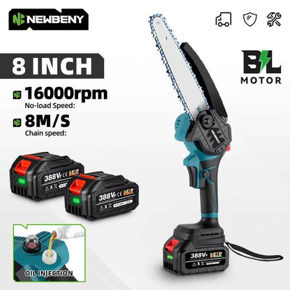 mini akumuliatorinis pjūklas su grandinės tepimu