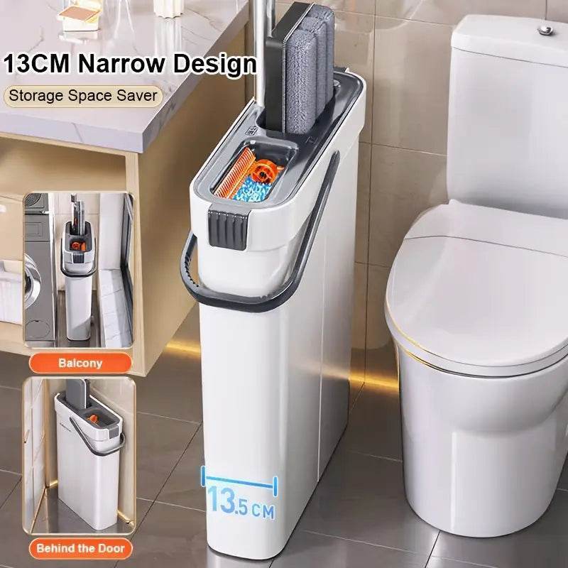 plokščia grindų šluota su kibiru