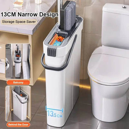 plokščia grindų šluota su kibiru