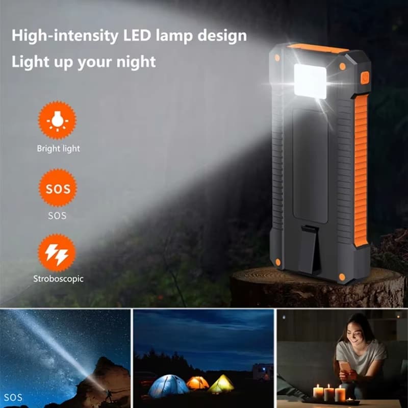 išorinė baterija su LED žibintuvėliu